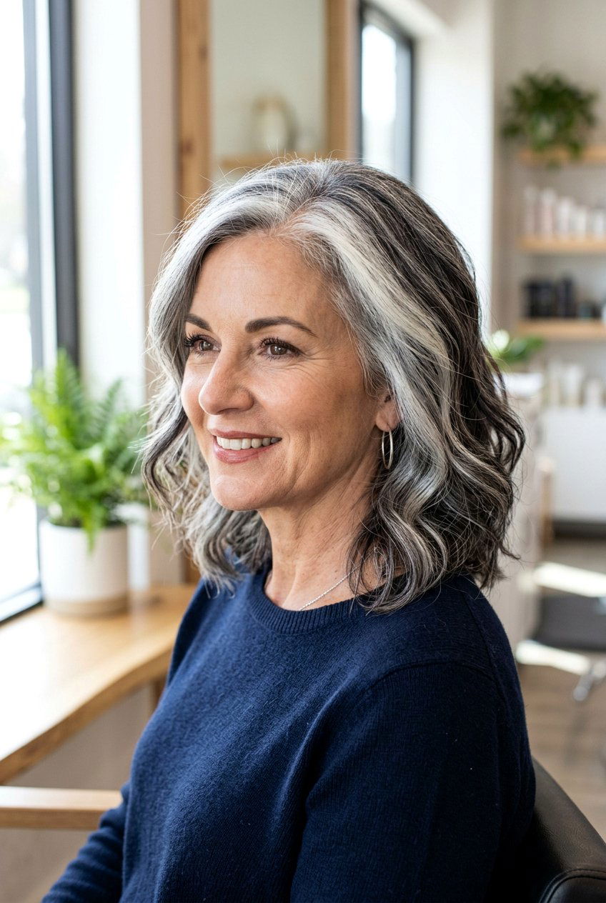 Silver Lowlights For Transition - 20 transition to gray hair styles - 20 transition to gray hair styles