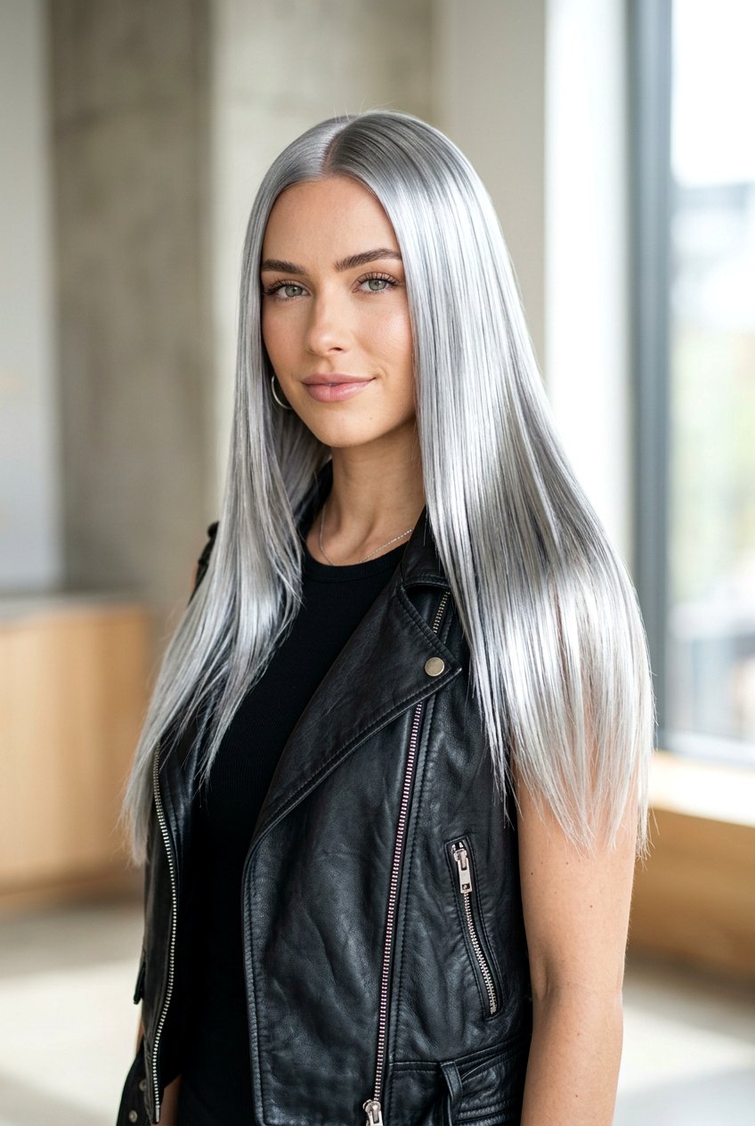 Silver Metallic Hair - 20 festival hair color ideas - 20 festival hair color ideas