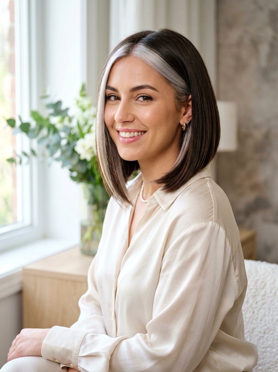 Silver Money Piece A Line Brunette Bob - 20 silver money piece for brunette bob - 20 silver money piece for brunette bob