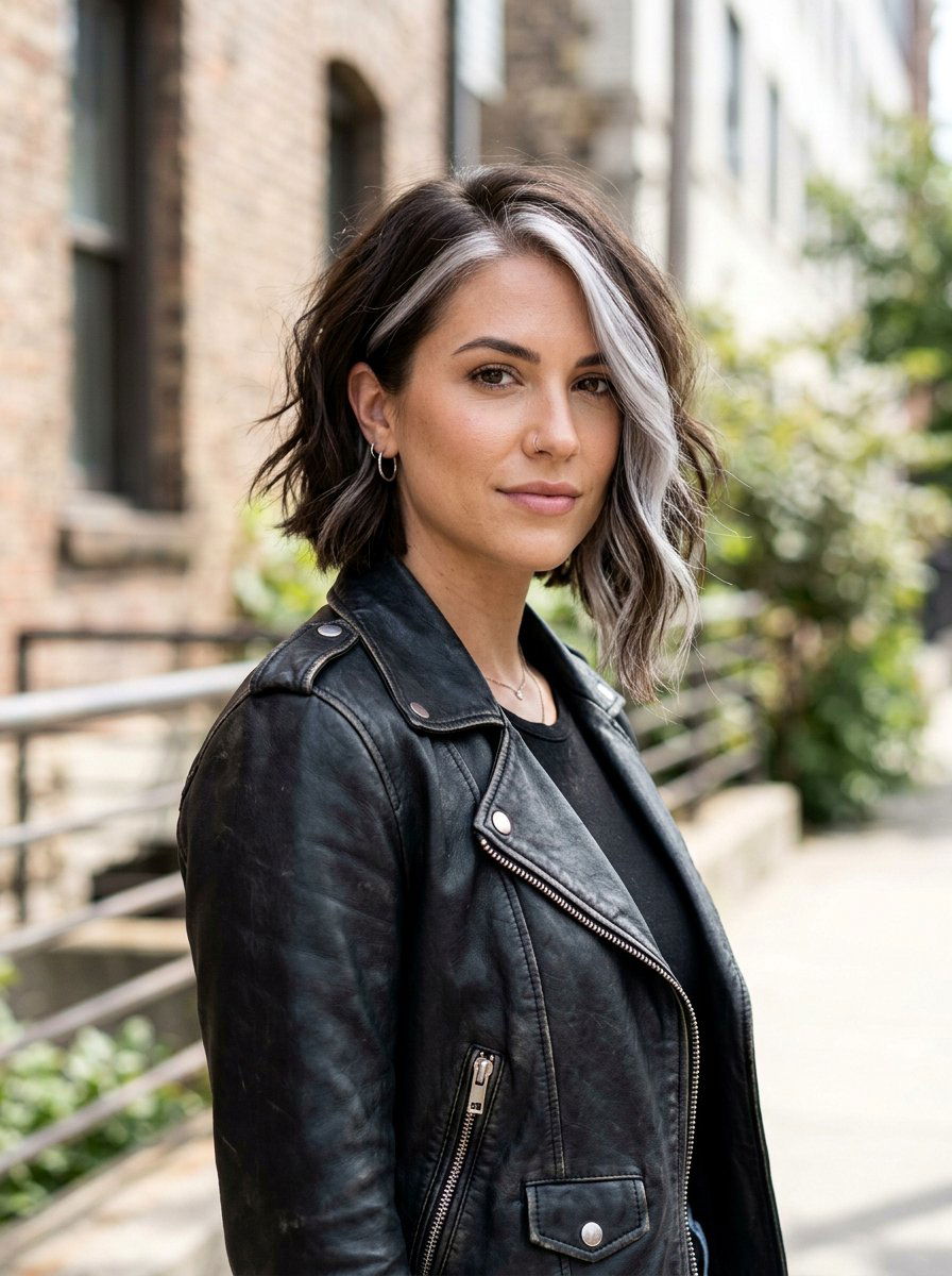 Silver Money Piece Asymmetrical Brunette Bob - 20 silver money piece for brunette bob - 20 silver money piece for brunette bob