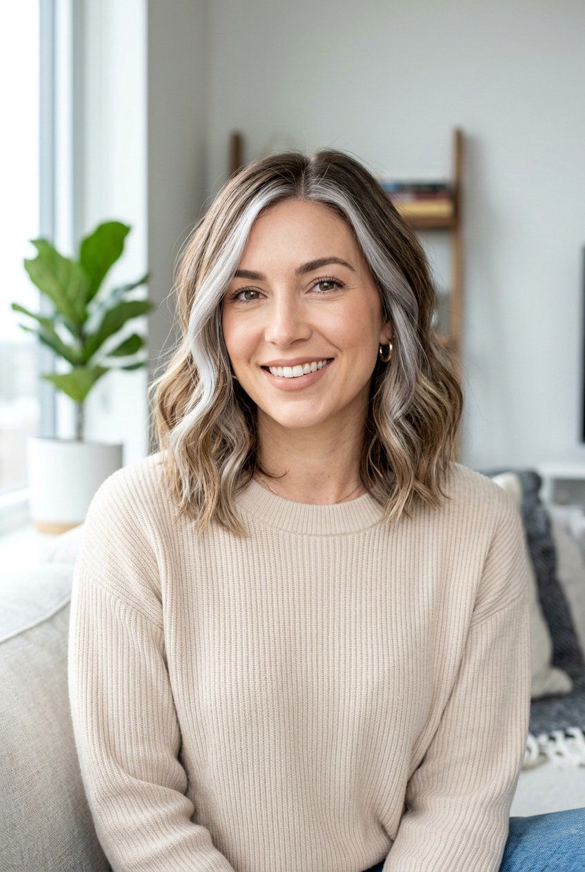 Silver Money Piece Lob Haircut - 20 silver money piece hair - 20 silver money piece hair