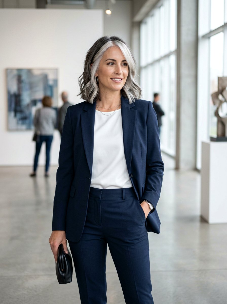 Silver Money Piece Lob - 20 silver lob hair color ideas - 20 silver lob hair color ideas