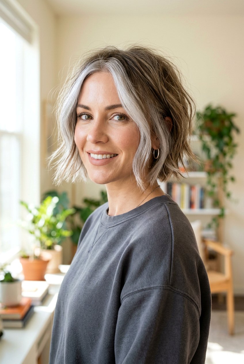 Silver Money Piece On Short Layered Hair - 20 silver money piece hair - 20 silver money piece hair