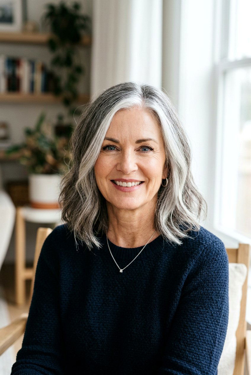 Silver Money Piece for Mature Women - 20 silver balayage for mature women - 20 silver balayage for mature women