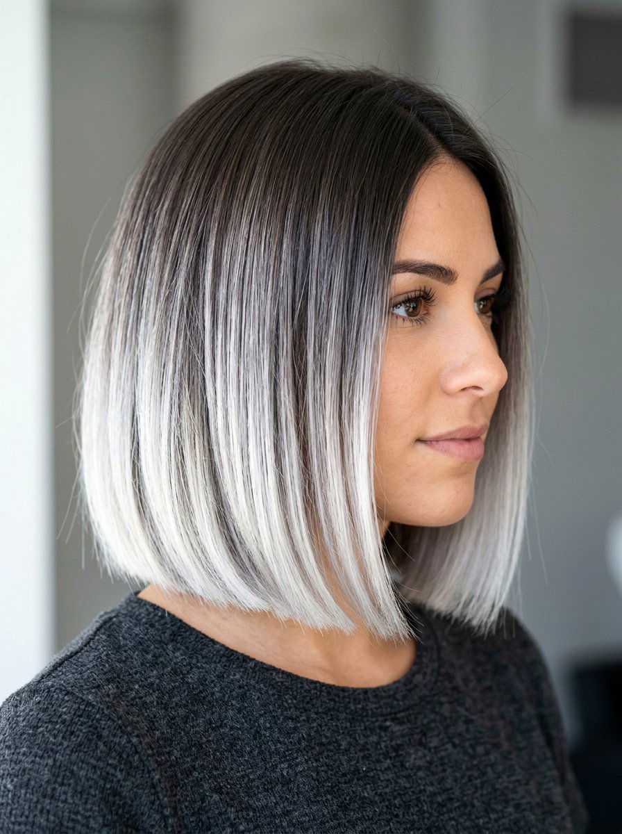 Silver Ombre Bob - 20 silver bob hair color ideas - 20 silver bob hair color ideas