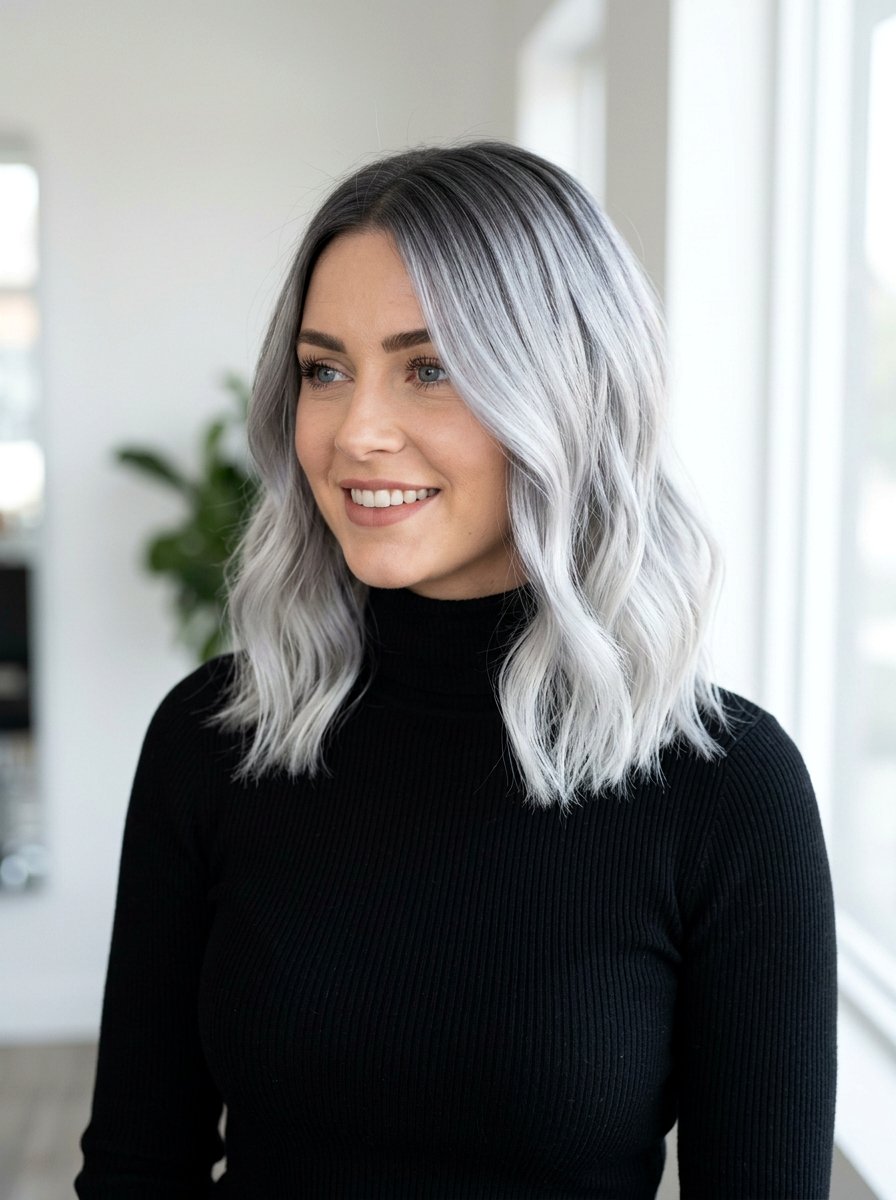 Silver Ombre Lob Haircut - 20 silver lob haircut for women - 20 silver lob haircut for women