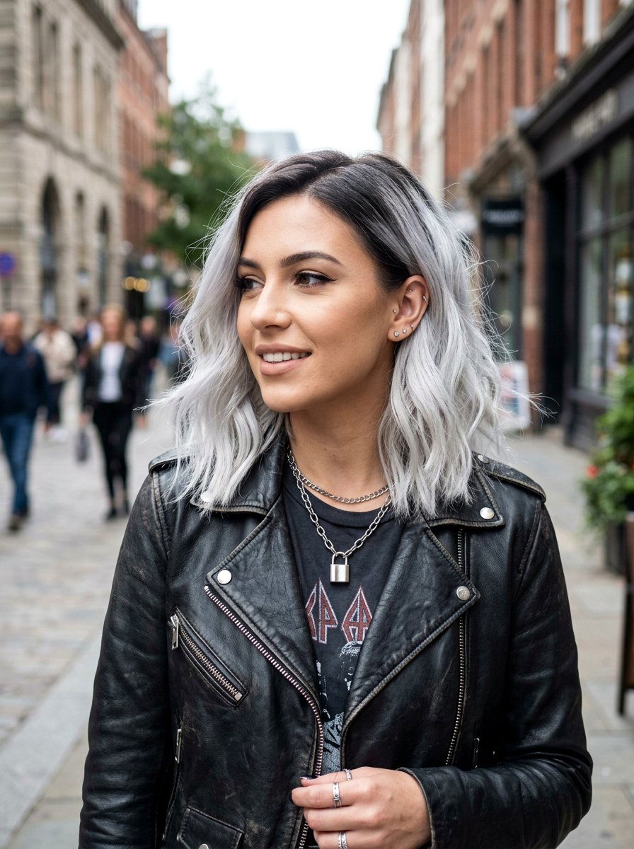 Silver Ombre Lob - 20 silver lob hair color ideas - 20 silver lob hair color ideas