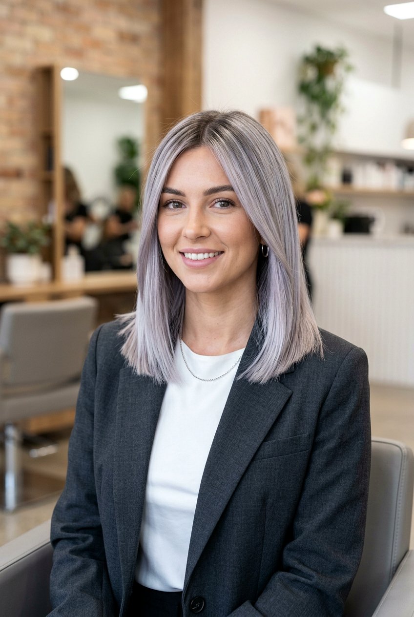 Silver Pastel Balayage On Medium Hair - 20 pastel balayage ideas - 20 pastel balayage ideas