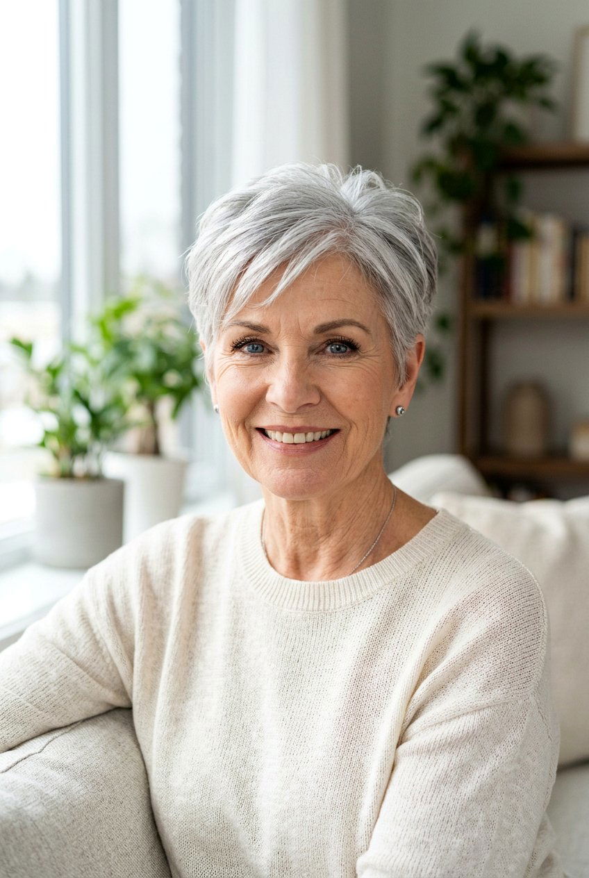 Silver Pixie Cut - 20 pixie cuts for older women - 20 pixie cuts for older women