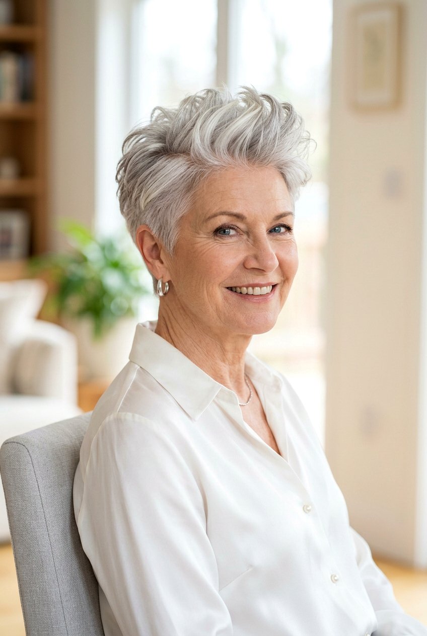 Silver Pixie Cut - 20 natural hairstyles for women over 60 - 20 natural hairstyles for women over 60