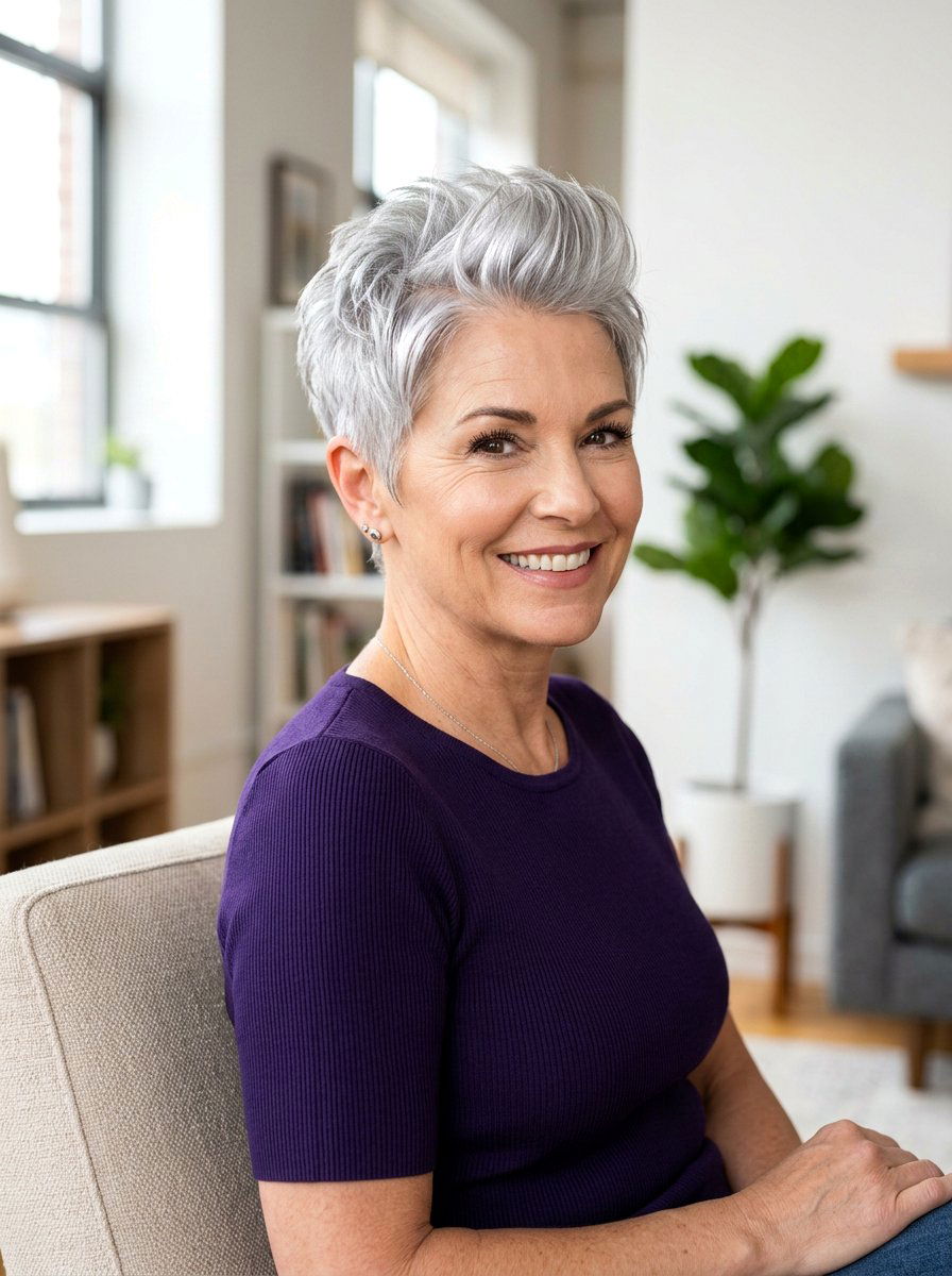 Silver Pixie Haircut - 20 interview hairstyle with clean pixie cut - 20 interview hairstyle with clean pixie cut