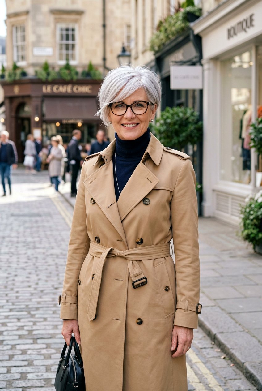 Silver Pixie With Side Bangs - 20 gray hairstyles for women with glasses - 20 gray hairstyles for women with glasses