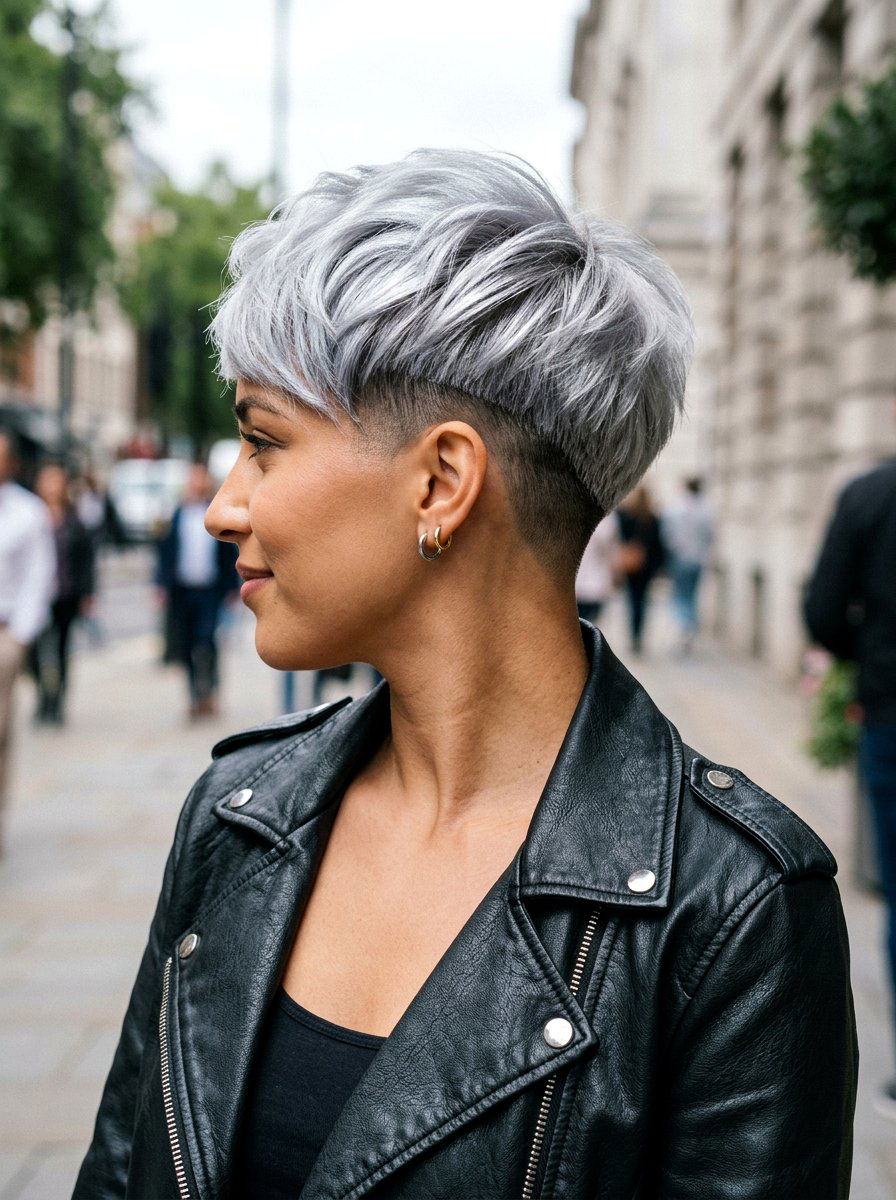 Silver Pixie With Undercut Back - 20 white pixie with tapered back - 20 white pixie with tapered back