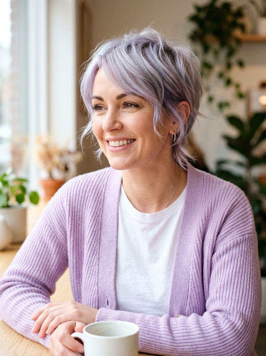 Silver Pixie with Lavender - 20 silver pixie hair color ideas - 20 silver pixie hair color ideas
