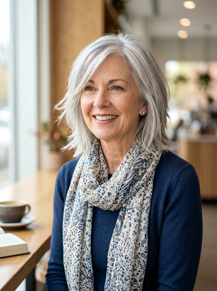 Silver Razor Cut Lob - 20 silver refresh for older women - 20 silver refresh for older women