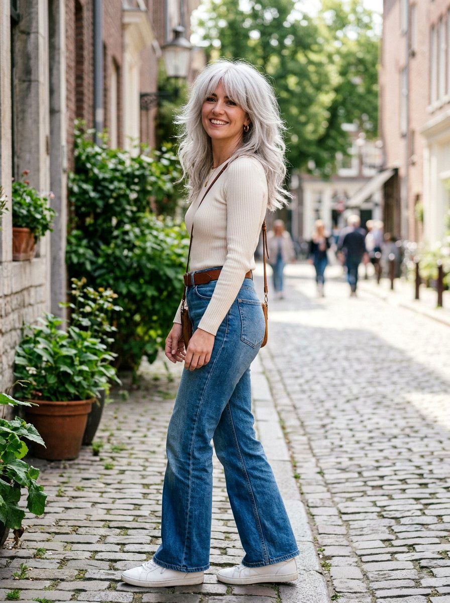 Silver Shag With Curtain Bangs - 20 silver shag hair color ideas - 20 silver shag hair color ideas