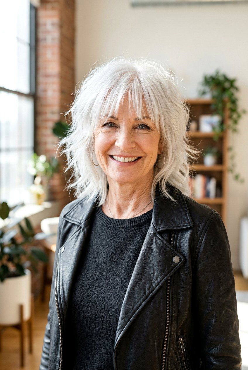 Silver Shag - 20 natural hairstyles for women over 50 - 20 natural hairstyles for women over 50