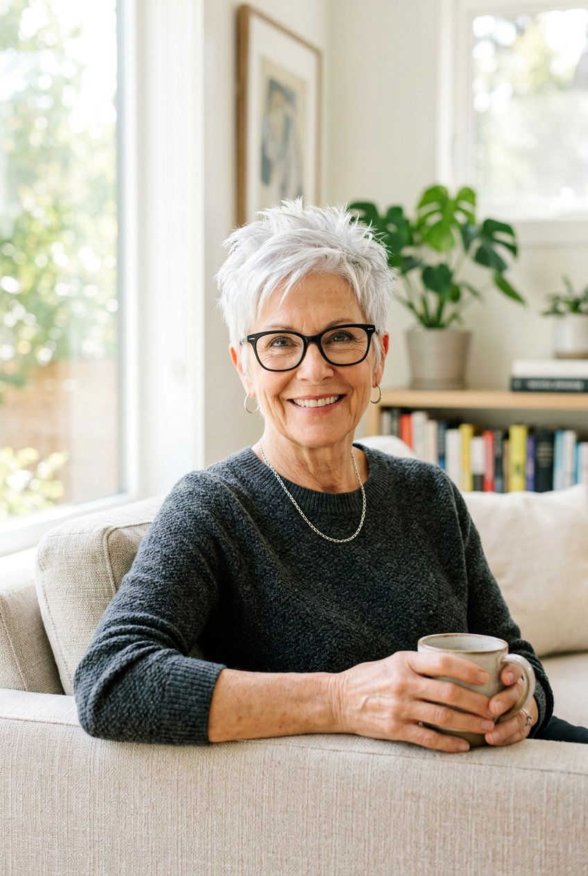 Silver Spiky Pixie - 20 short spiky haircuts for older women - 20 short spiky haircuts for older women