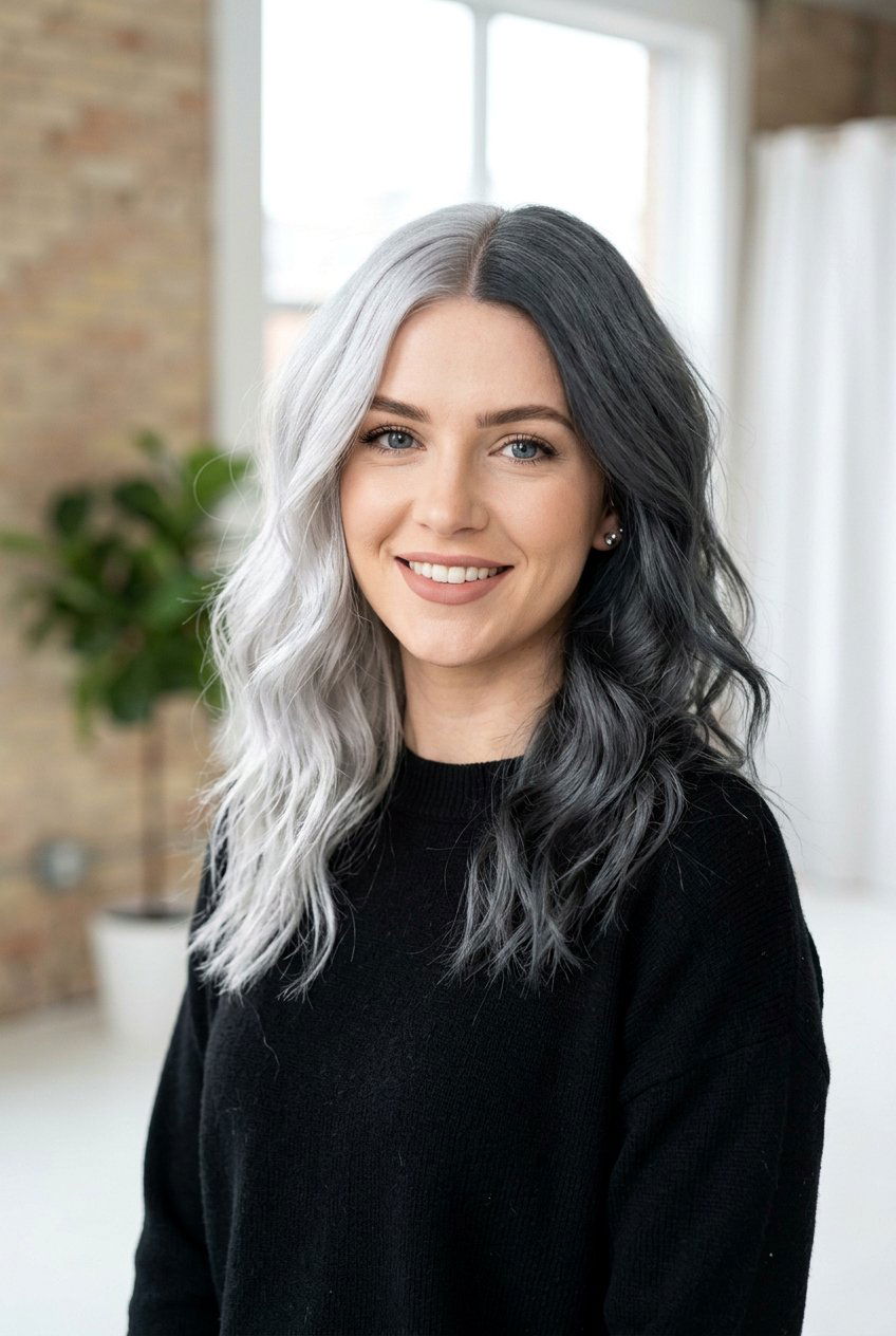 Silver Split Dye Hair - 20 e girl hair color - 20 e girl hair color