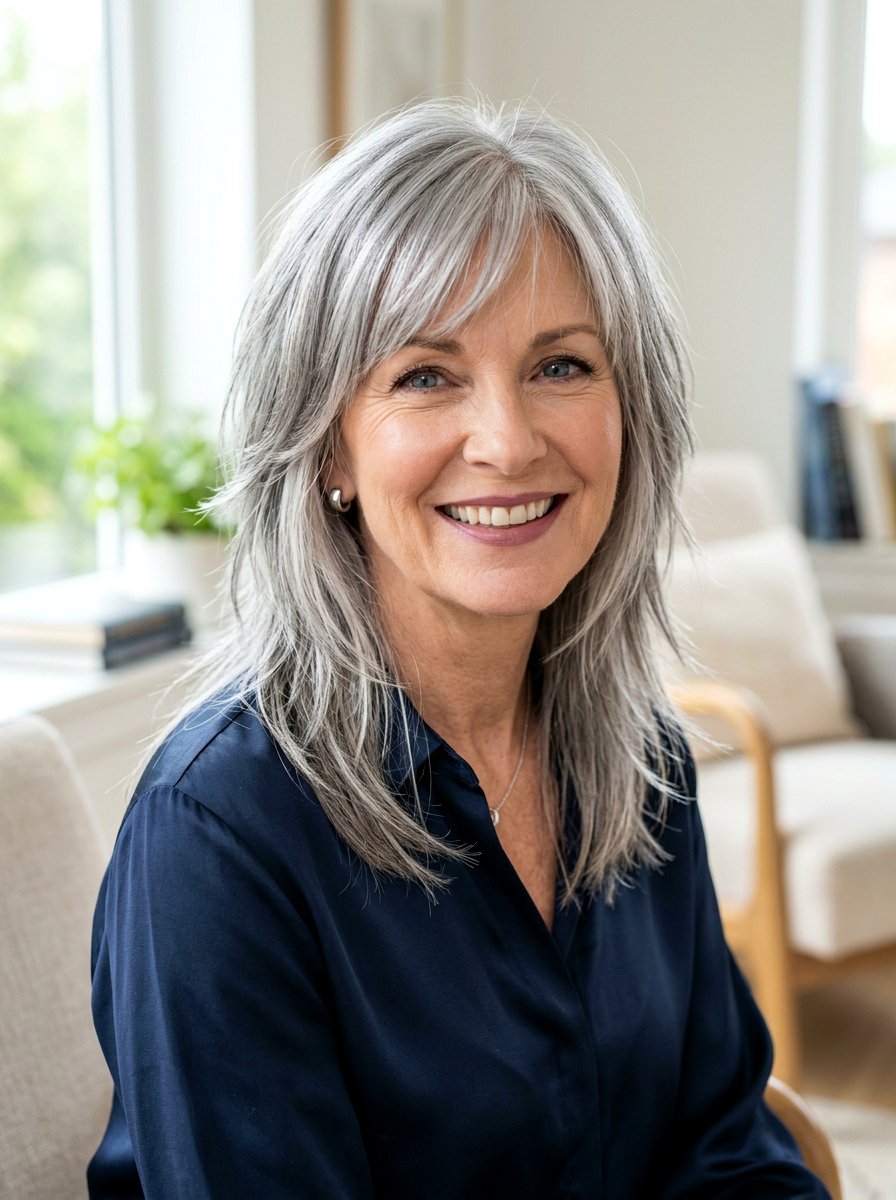 Silver Straight Shag Haircut - 20 straight shag haircut for women over 50 - 20 straight shag haircut for women over 50