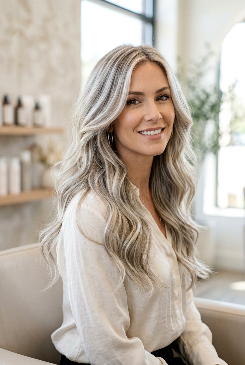 Silver Streak Lowlights On Blonde Hair - 20 silver streak hair color - 20 silver streak hair color