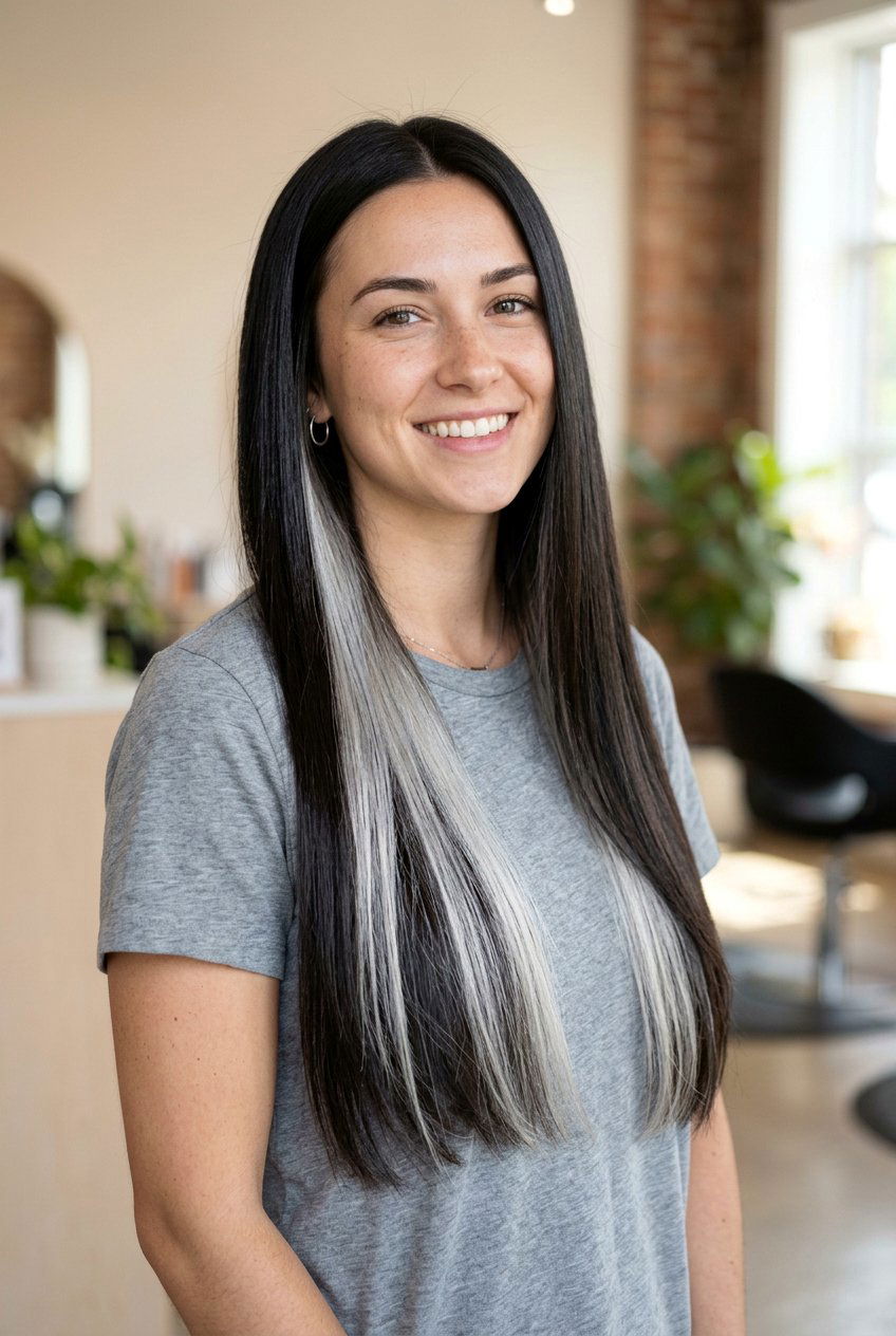 Silver Streak Peekaboo Highlights - 20 silver streak hair color - 20 silver streak hair color