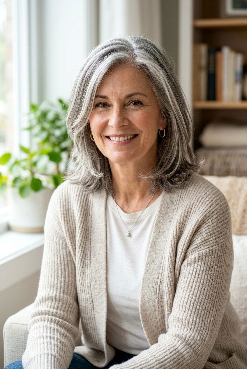 Silver Streaks With Natural Gray Hair - 20 silver streak hair color - 20 silver streak hair color