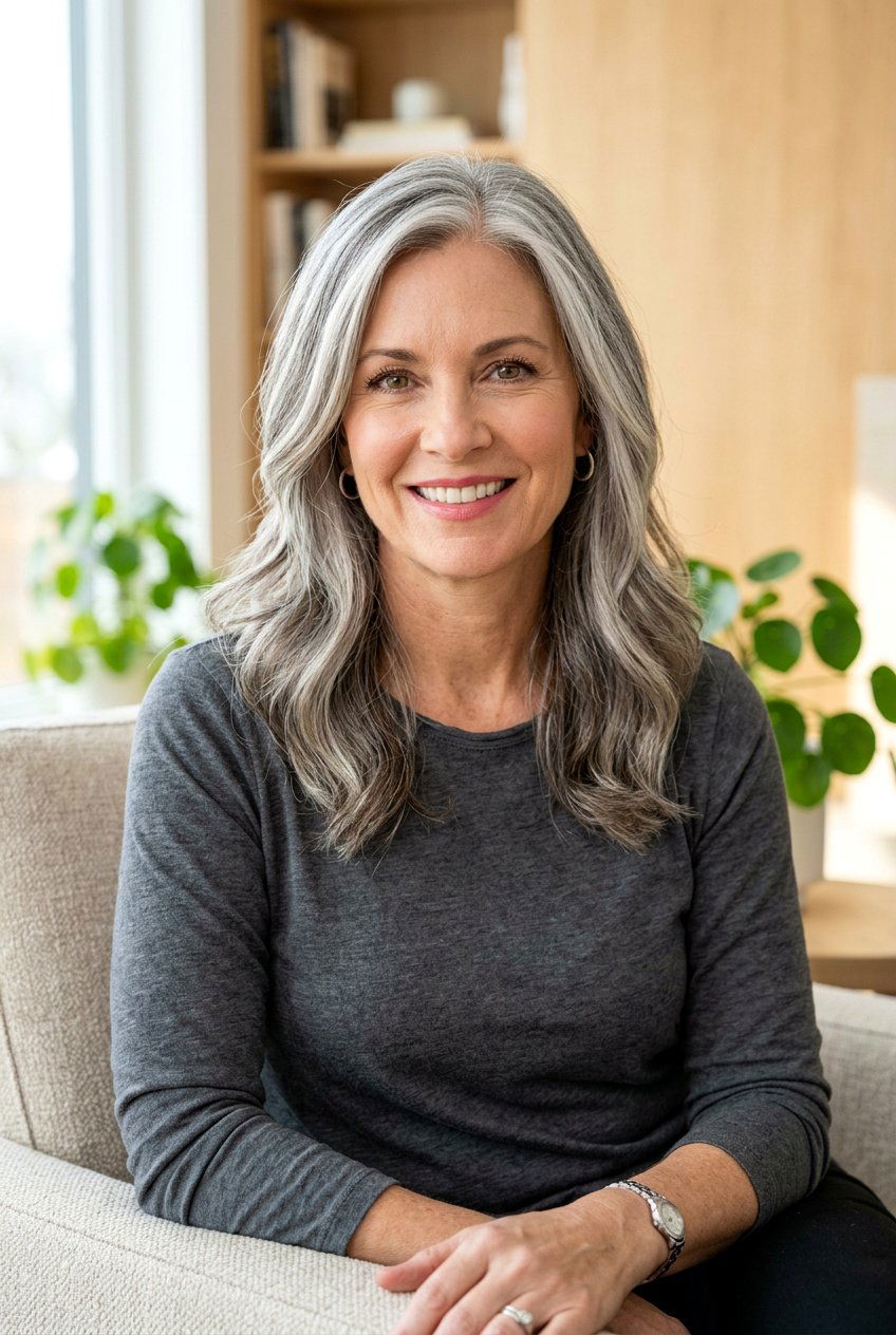 Silver Streaks With Quiet Silver Transition - 20 silver streak hair color - 20 silver streak hair color