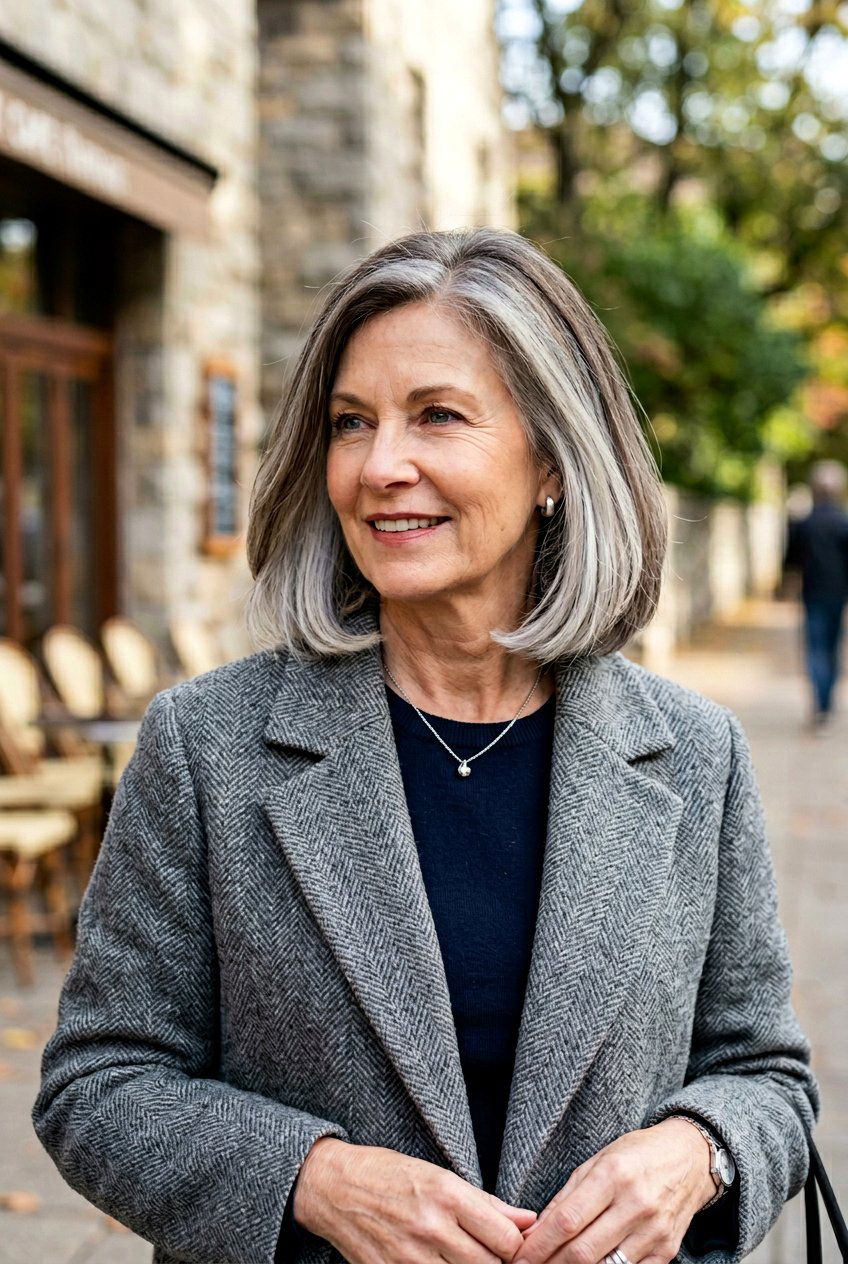 Silver Taupe Ombre - 20 mushroom brunette highlights for older women - 20 mushroom brunette highlights for older women