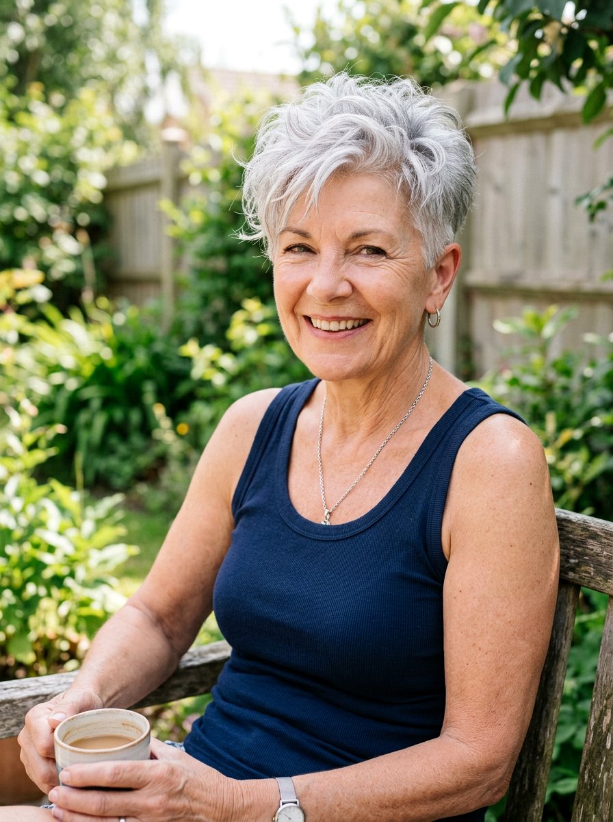 Silver Textured Crop - 20 silver refresh for older women - 20 silver refresh for older women