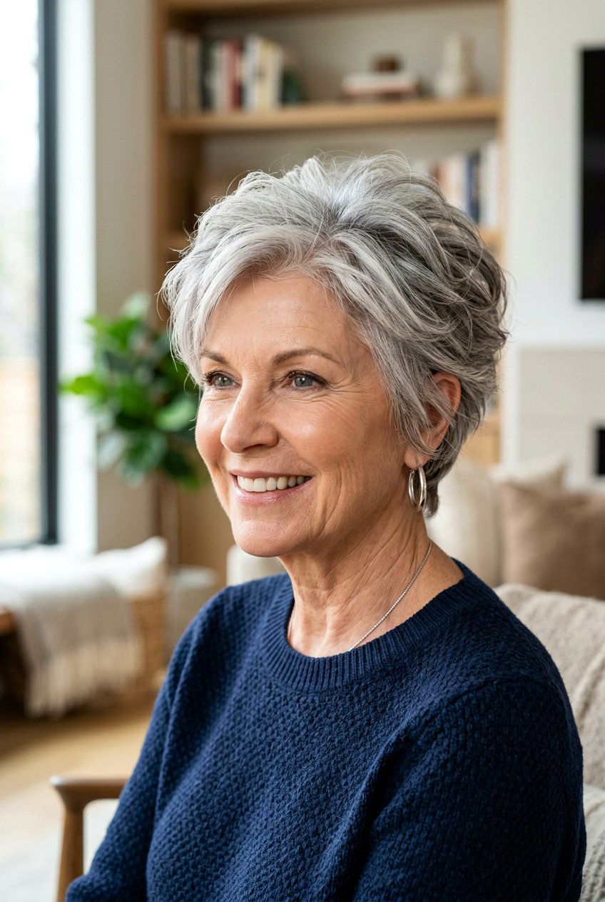 Silver Textured Pixie - 20 textured pixie haircut - 20 textured pixie haircut