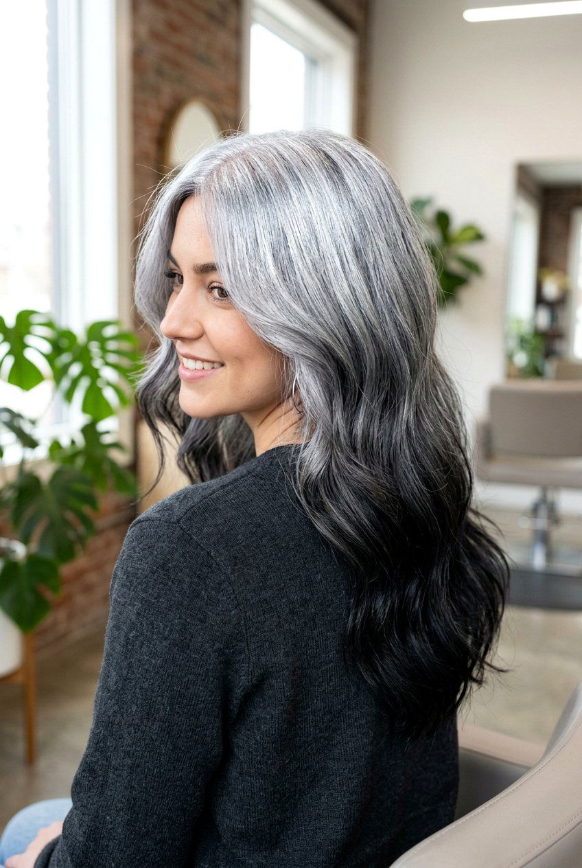 Silver To Black Reverse Ombre - 20 reverse ombre hair - 20 reverse ombre hair