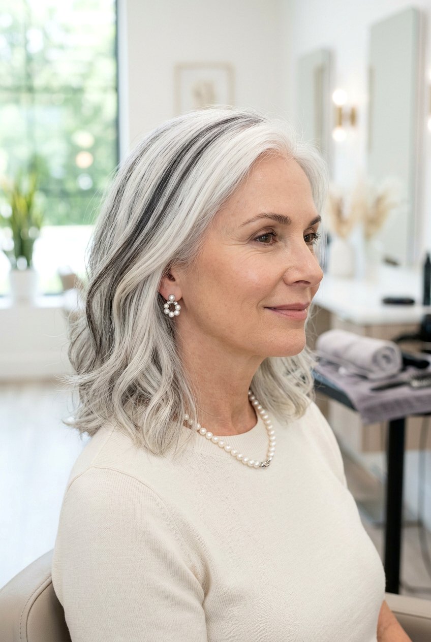 Silver Toned Lowlights - 20 natural silver streaks blend - 20 natural silver streaks blend