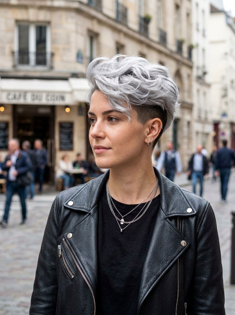 Silver Undercut Pixie - 20 classy silver hairstyle ideas - 20 classy silver hairstyle ideas