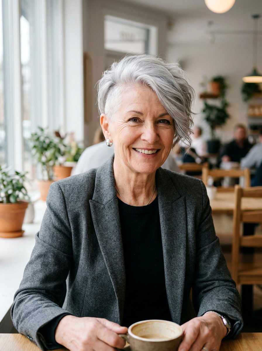 Silver Undercut Pixie - 20 silver refresh for older women - 20 silver refresh for older women