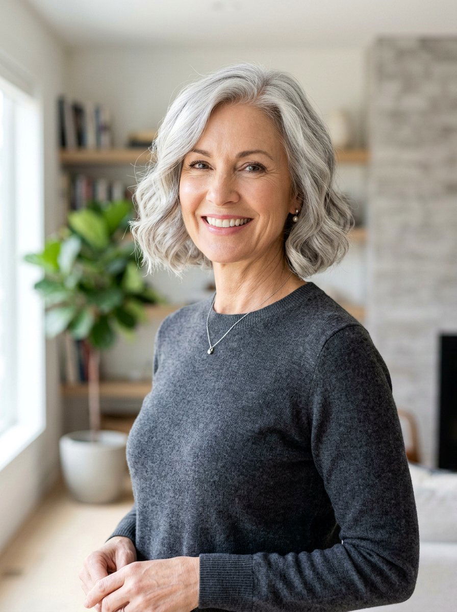 Silver Wavy Bob - 20 soft wavy bob for women over 50 - 20 soft wavy bob for women over 50