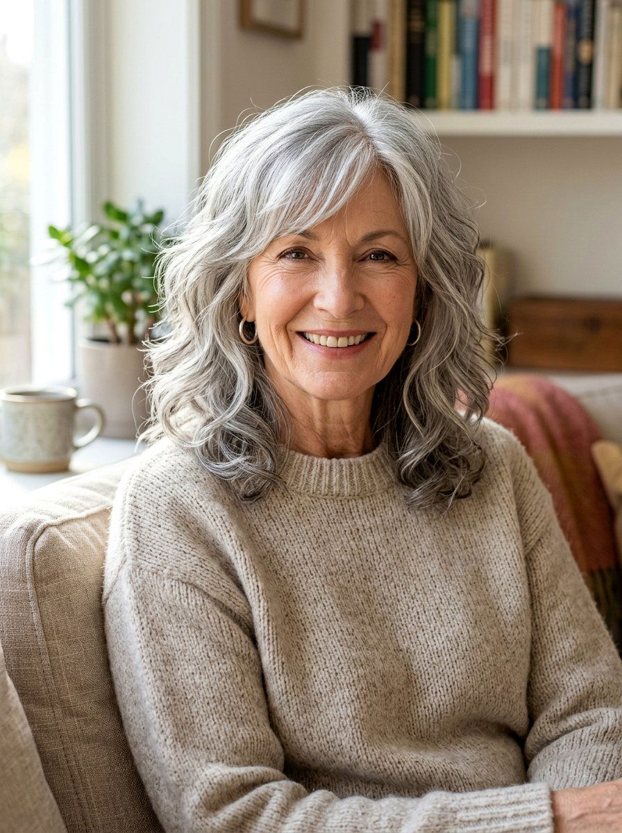Silver Wavy Shag Haircut - 20 wavy shag haircut for women over 60 - 20 wavy shag haircut for women over 60