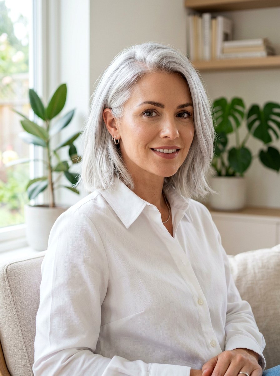 Silver White Lob - 20 silver lob hair color ideas - 20 silver lob hair color ideas