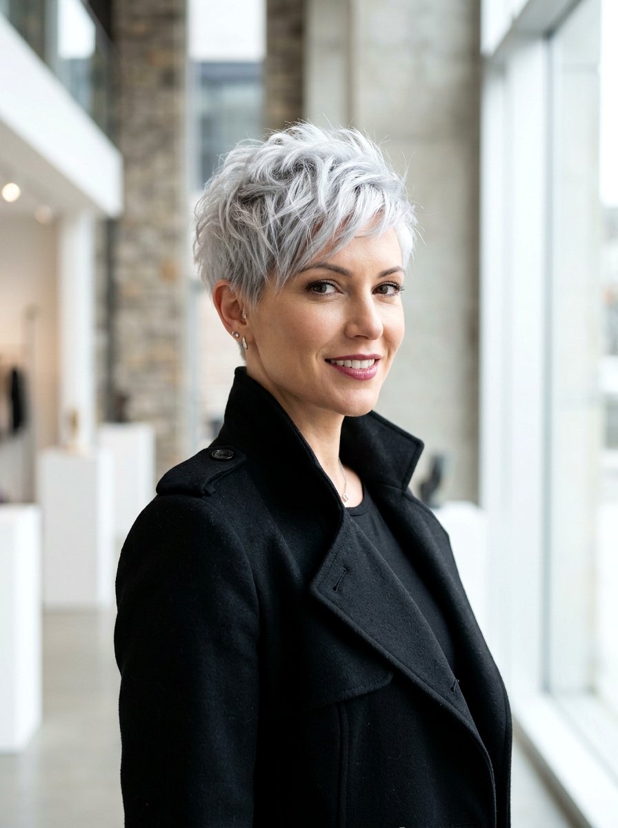 Silver White Pixie Cut - 20 classy short haircut ideas for older women - 20 classy short haircut ideas for older women