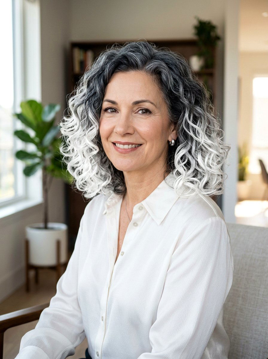 Silver White Tips Curly Bob - 20 silver curly bob color ideas - 20 silver curly bob color ideas