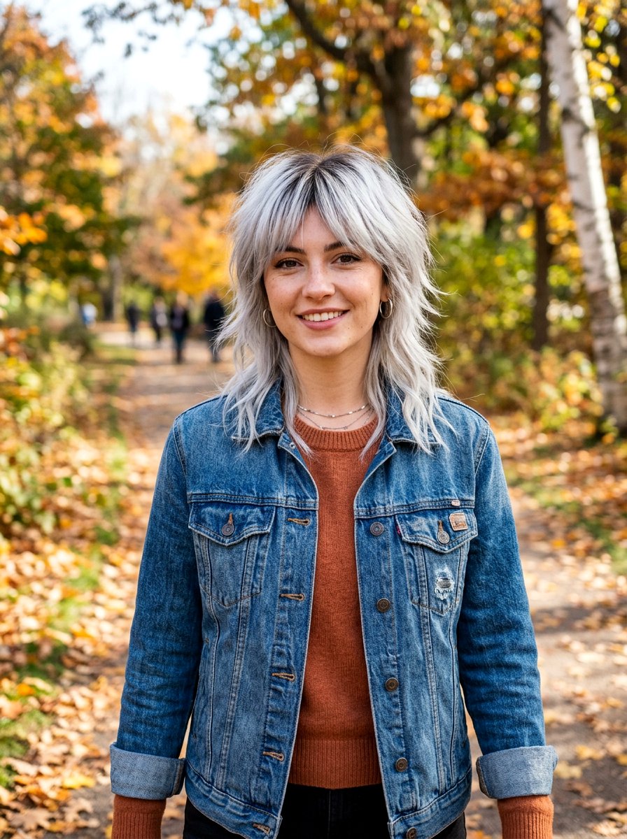 Silver Wolf Cut With Dark Roots - 20 silver wolf cut color ideas - 20 silver wolf cut color ideas