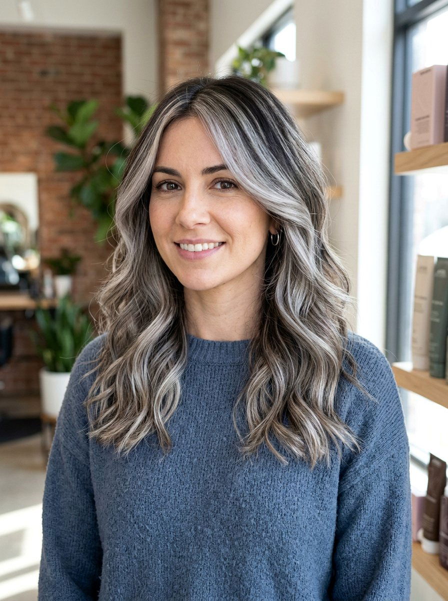Silver and Ash Blonde Highlights on Dark Hair - 20 silver blending highlights for dark hair - 20 silver blending highlights for dark hair