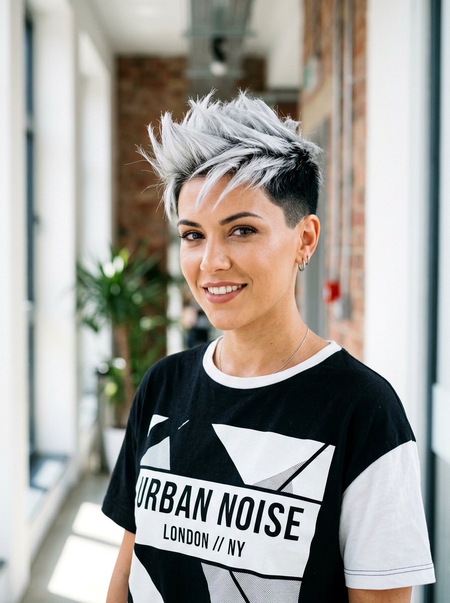 Silver and Black Pixie Haircut - 20 silver pixie hair color ideas - 20 silver pixie hair color ideas