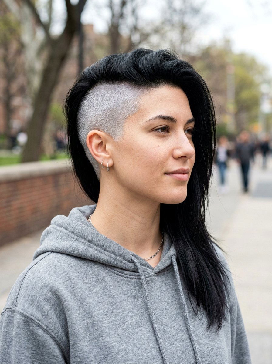 Silver and Black Split Dye Undercut - 20 silver and black split dye hair - 20 silver and black split dye hair