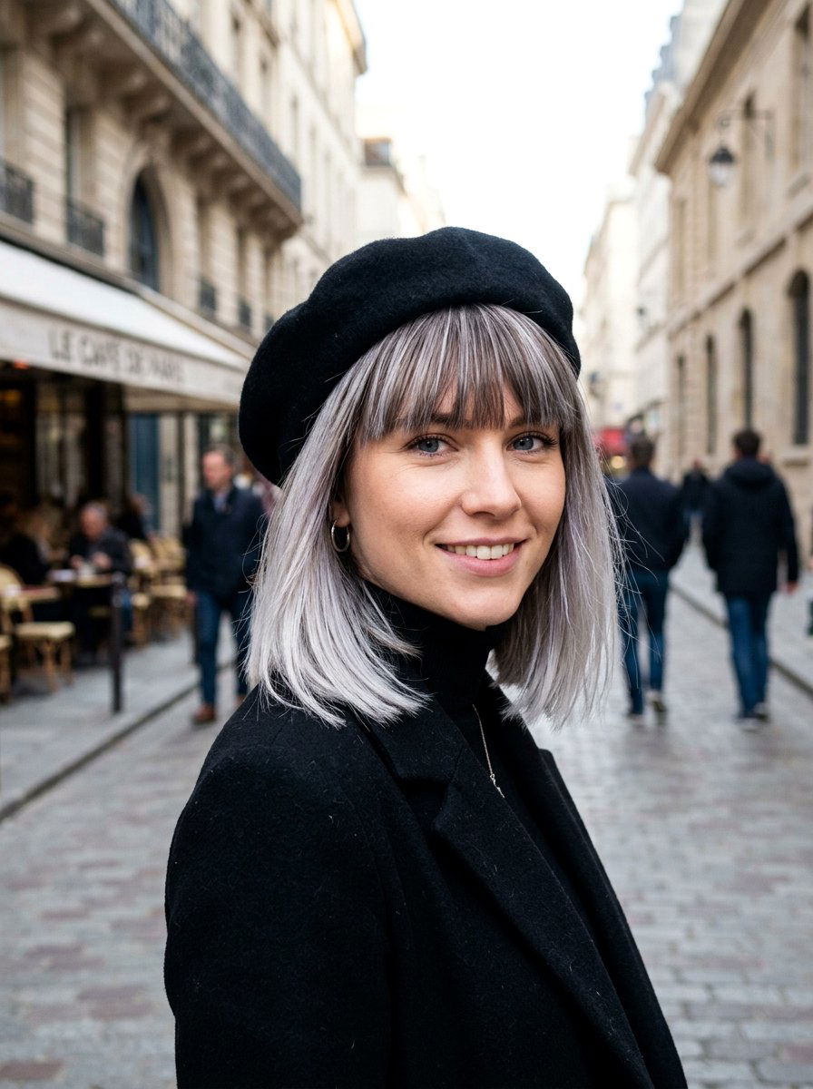 Silver balayage bob with bangs - 20 silver balayage bob haircut - 20 silver balayage bob haircut