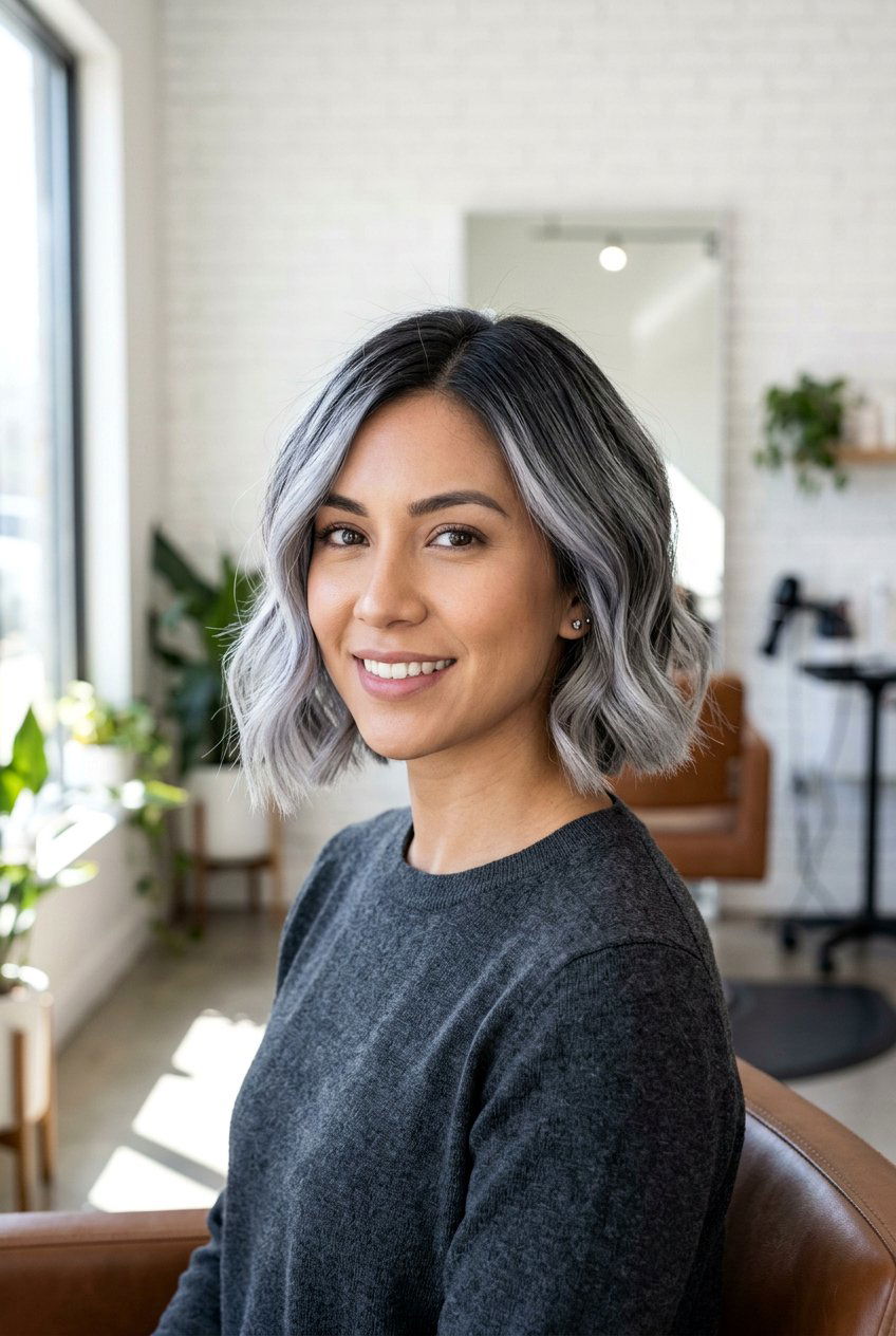 Silver balayage bob - 20 balayage for short hair - 20 balayage for short hair