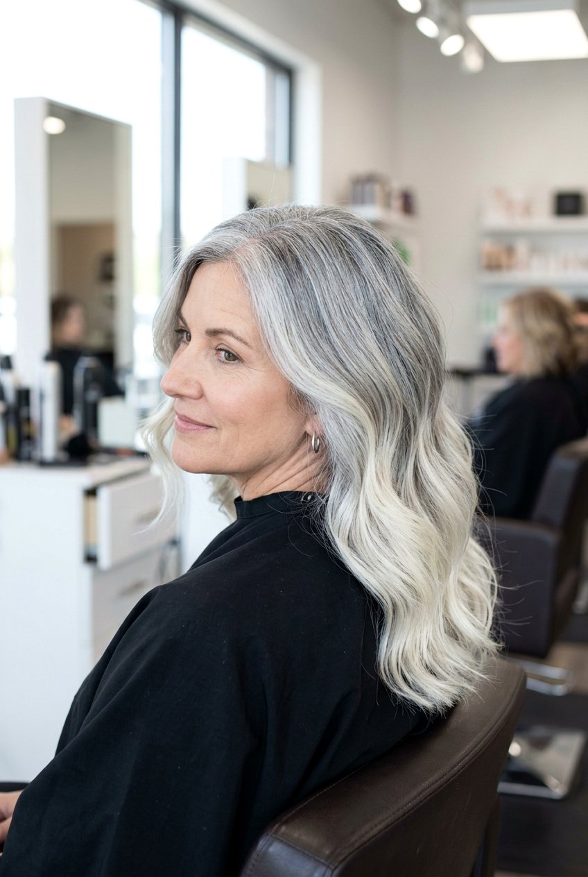 Silver balayage for gray blending - 20 blonde gray blending highlights - 20 blonde gray blending highlights