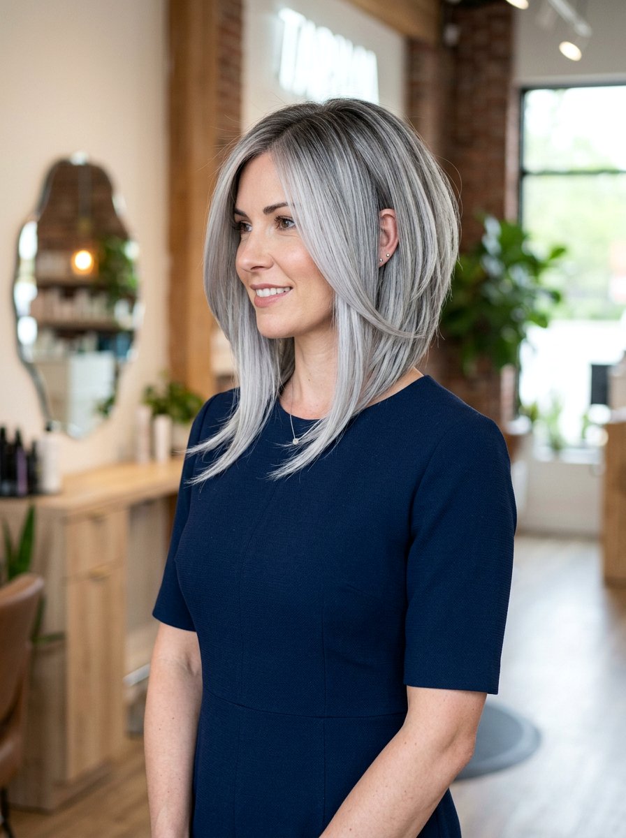Silver balayage inverted bob - 20 silver balayage bob haircut - 20 silver balayage bob haircut