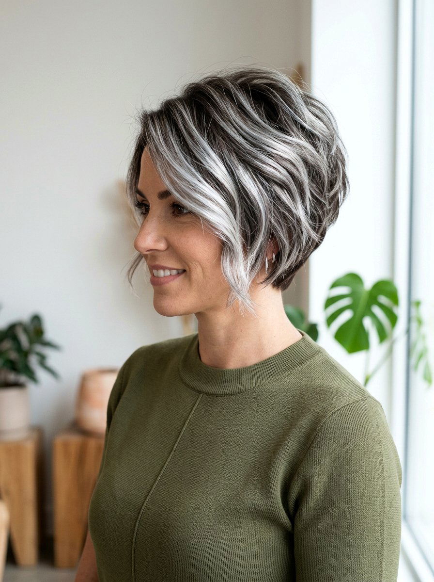 Silver balayage stacked bob - 20 silver balayage bob haircut - 20 silver balayage bob haircut