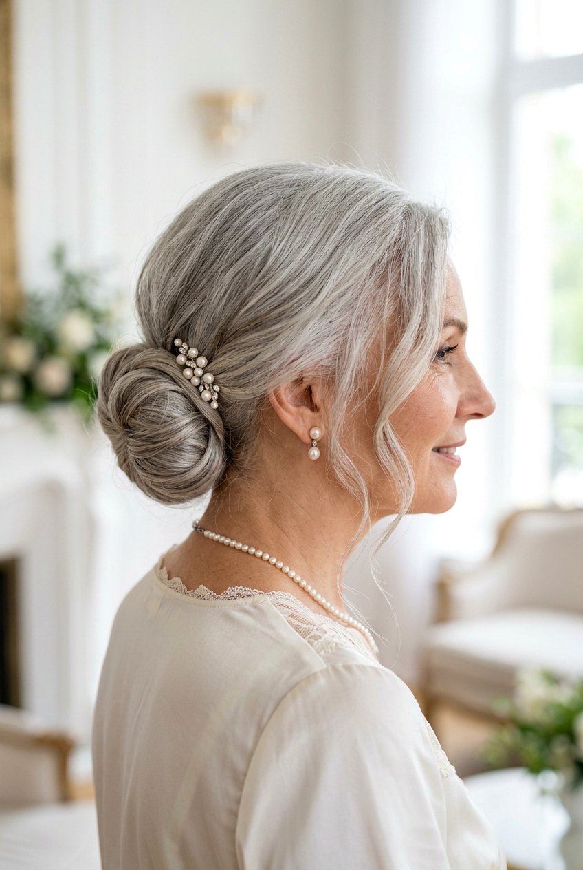 Silver chignon updo - 20 elegant silver hairstyles for women - 20 elegant silver hairstyles for women
